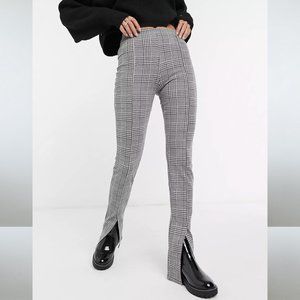 Pull & Bear Check Pants with Split in Front Size S